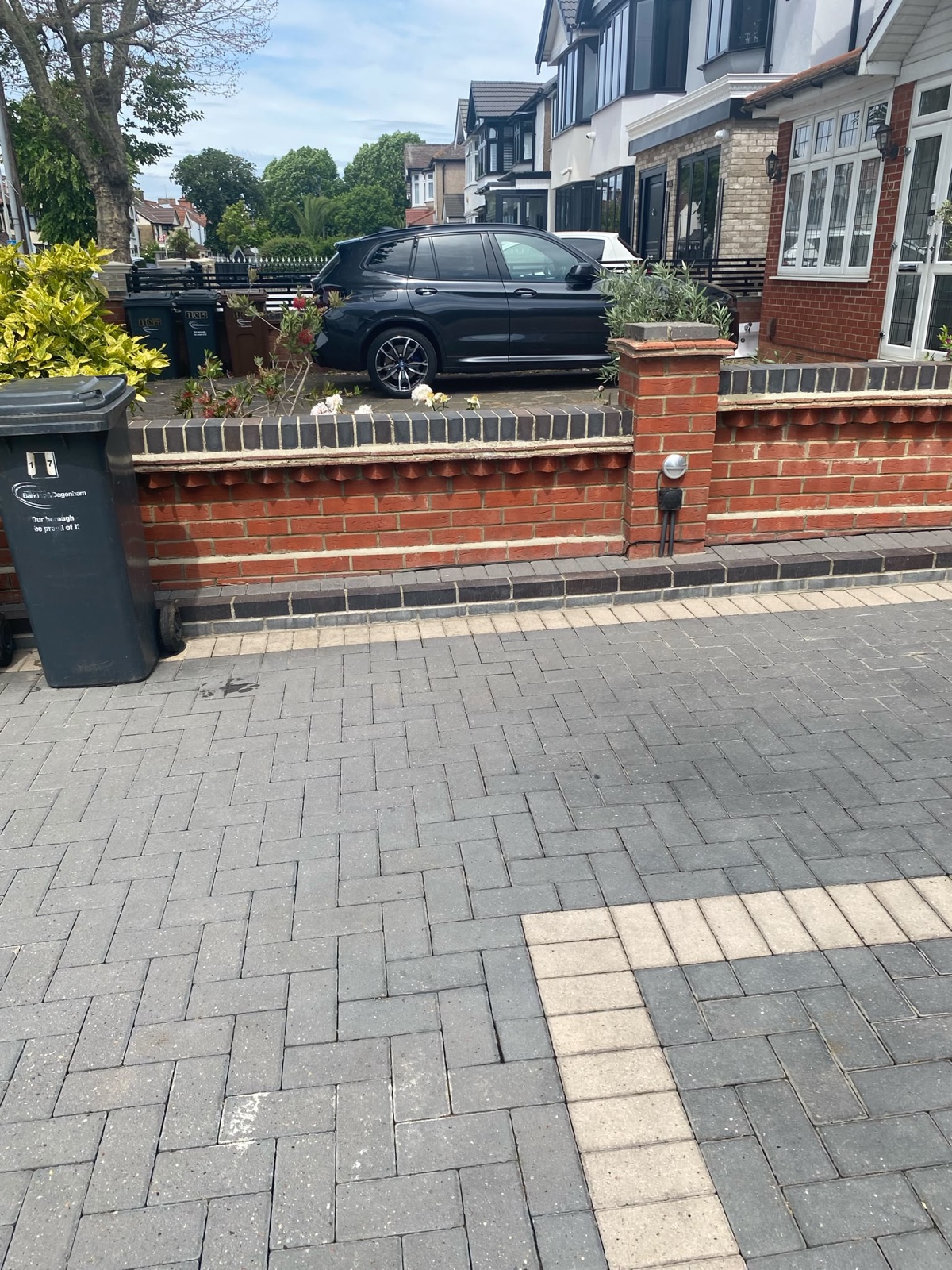 Brickwork and paving after jet wash cleaning